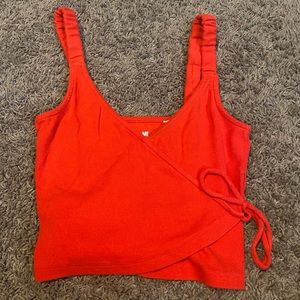Red Garage Cropped Tank Top